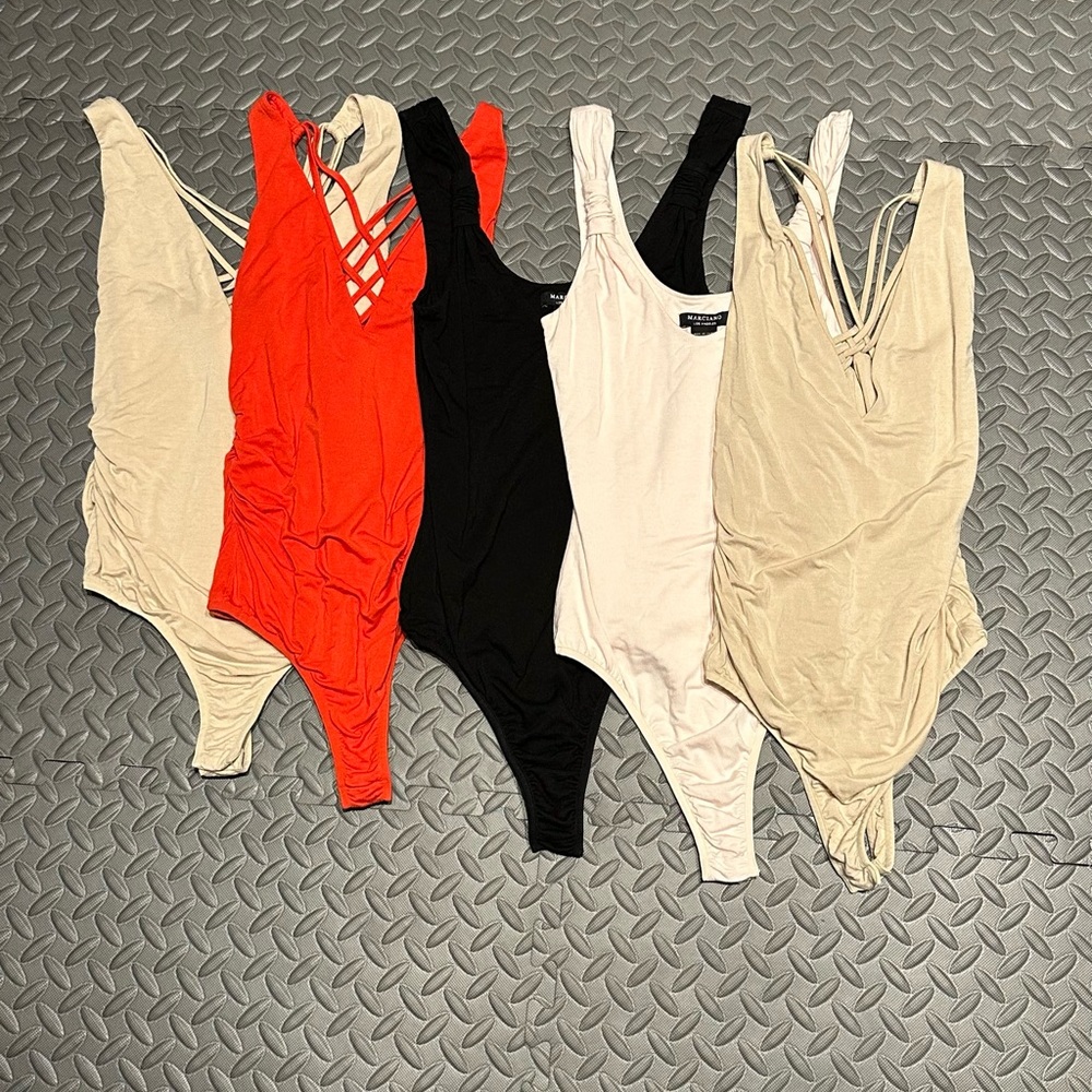 Marciano 2 knot scoop Bodysuit & 3 cross detail ruching Bodysuit tops Size XS